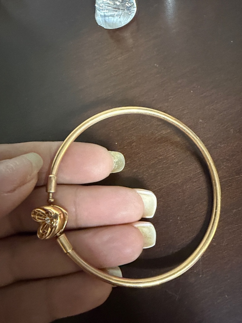 Pandora Gold Heart Charm Bangle Bracelet